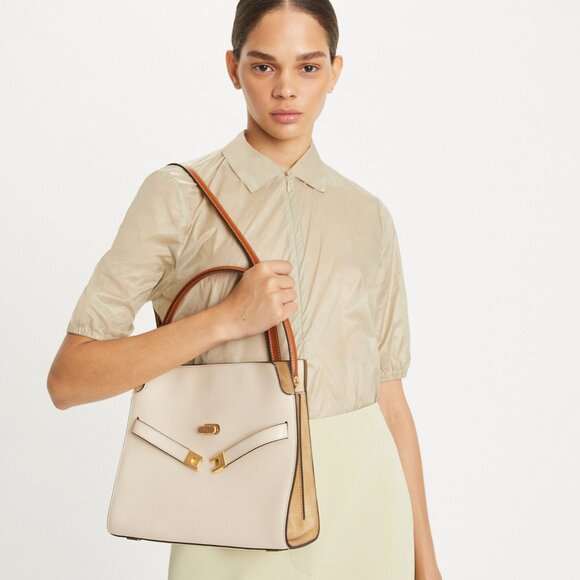 Tory Burch Small Lee Radziwill Double Satchel Bat – New Cream - Picture 5 of 11